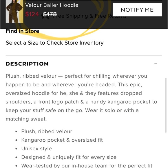 Alo Yoga Velour Baller Hoodie -Sold out online - Picture 10 of 10